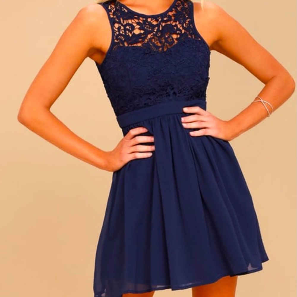 Navy Blue Lulus Open Back Dress